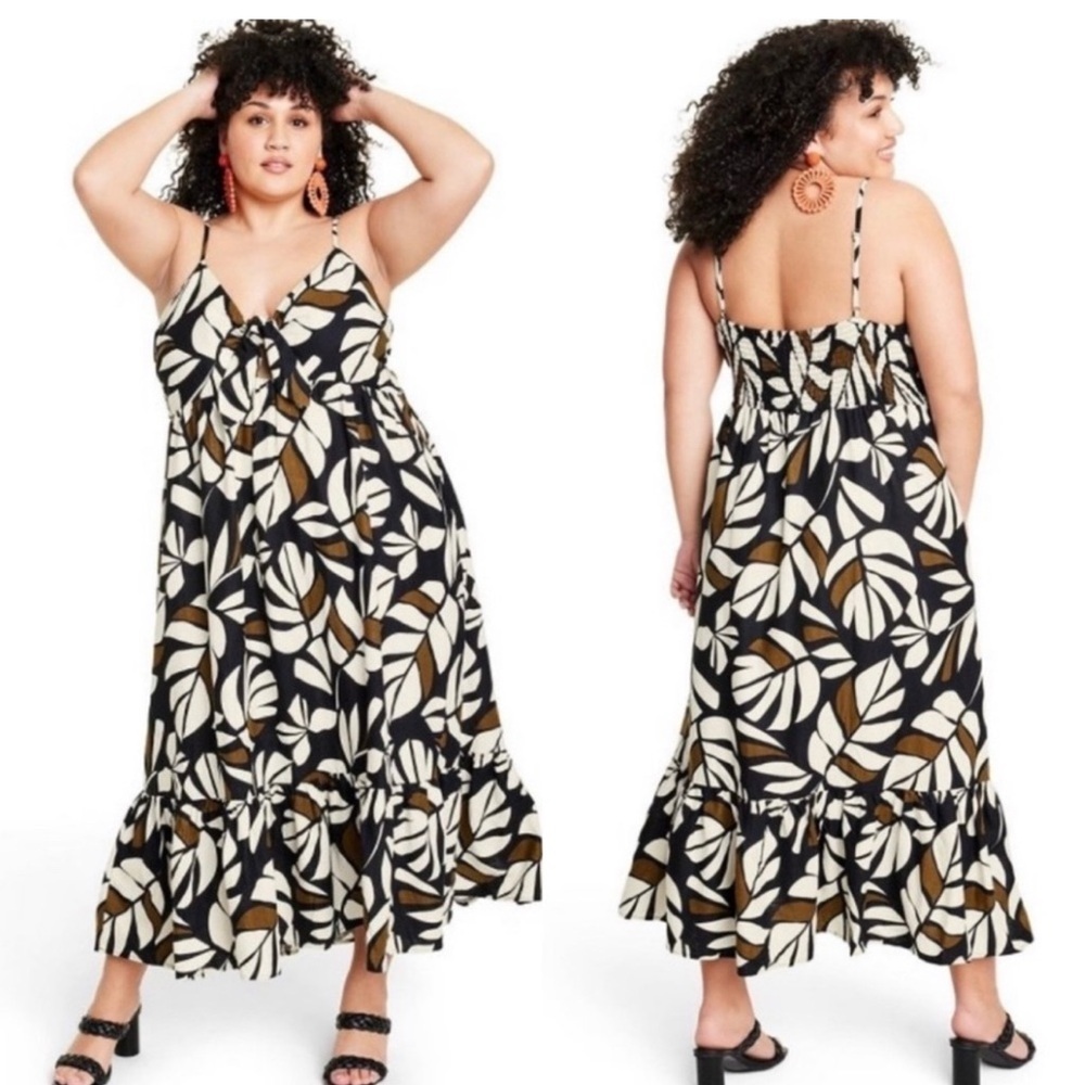 NWT Tabitha Brown x Target Maxi Sleeveless
Botanical Linen Blend Dress Size 3X